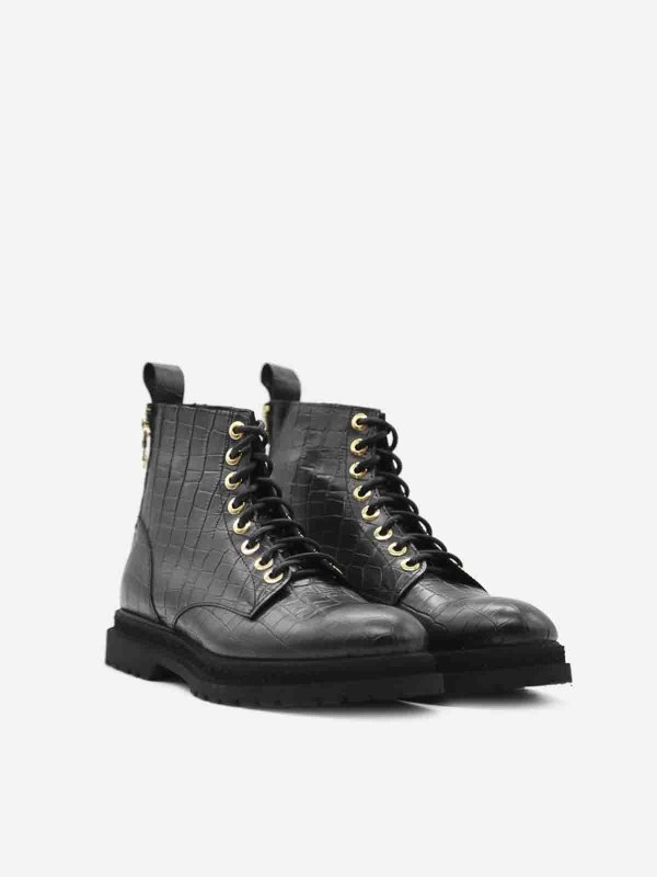 The Best Shops GIULIANO GALIANO: ankle boots - Tiger ankle boots in crocodile print leather