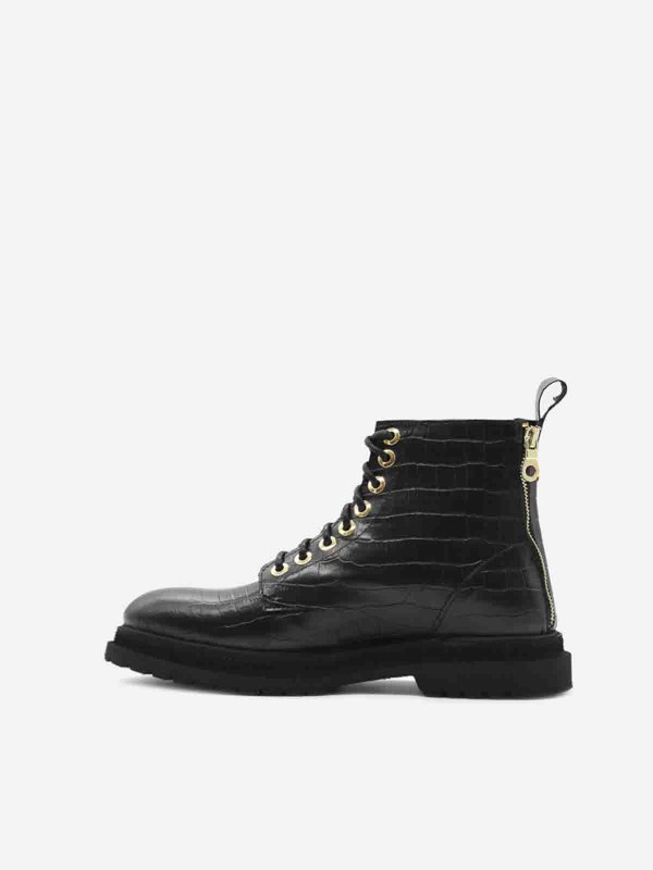 Tiger ankle boots in crocodile print leather shop online: GIULIANO GALIANO