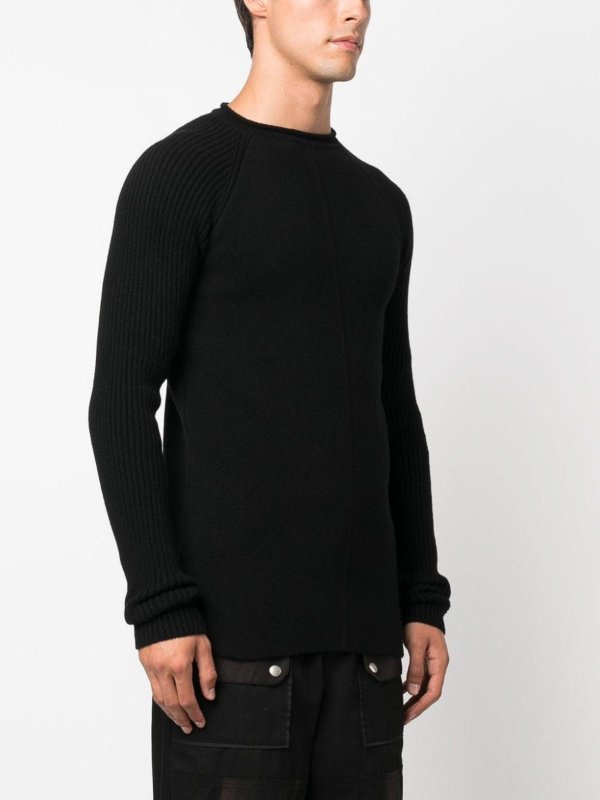 RICK OWENS: Strickpullover mit Rundhalsausschnitt online - Rundhalspullover - Schwarz