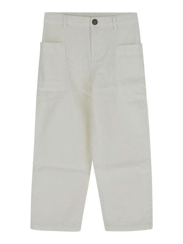 Bonpoint: casual trousers - white trousers with side pockets