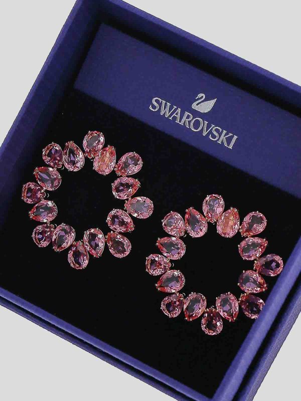 SWAROVSKI: Earrings online - rose tone earrings with pear cut