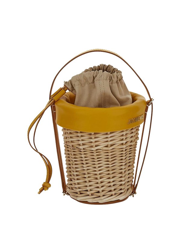 JACQUEMUS: borse a tracolla - borsa a secchiello in vimini