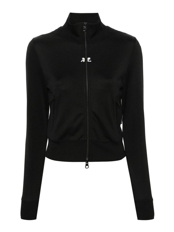 Courreges: Sweatshirts & Sweaters - Logo-Patch Zip-Up Sweatshirt