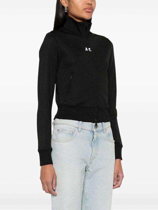 The Best Shops Courreges: Sweatshirts & Sweaters - Logo-Patch Zip-Up Sweatshirt