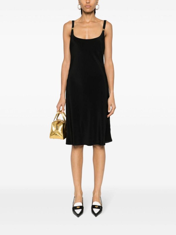 MIU MIU: knee length dresses online - Cady Logo-Plaque Midi Dress