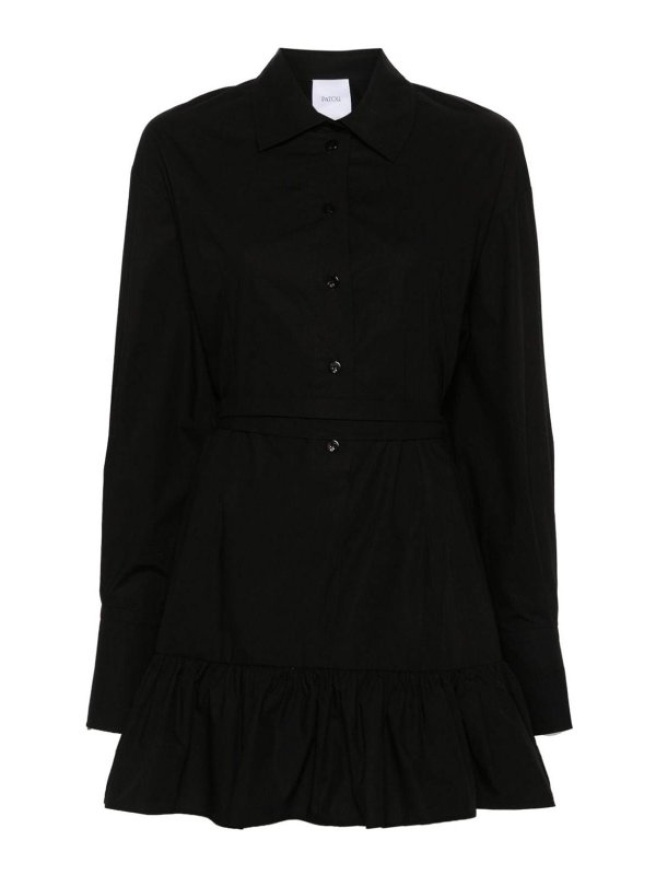 PATOU: short dresses - Ruffled Mini Shirt Dress