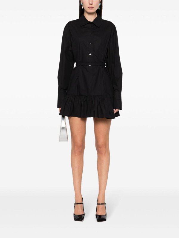 PATOU: short dresses online - Ruffled Mini Shirt Dress