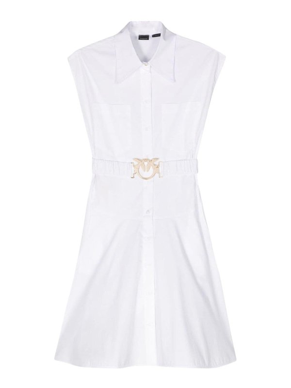 Pinko: knee length dresses - Sleeveless Cotton Shirt Dress