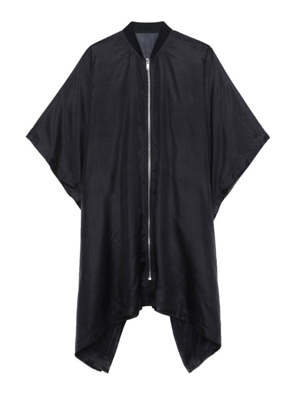 RICK OWENS: short coats - Zip-Front Silk Coat