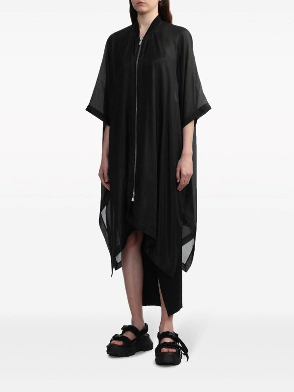 RICK OWENS: short coats online - Zip-Front Silk Coat