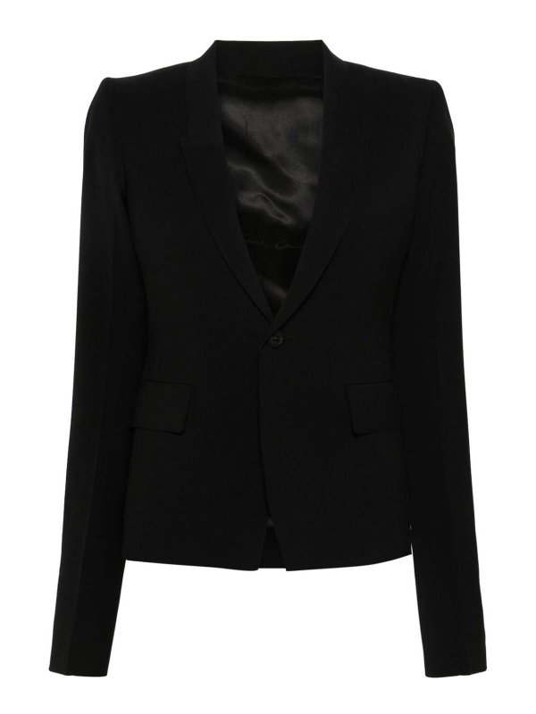 RICK OWENS: blazers - Wool Single-Breasted Blazer