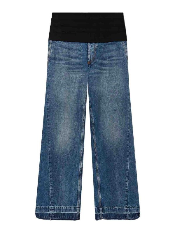 STELLA McCARTNEY: straight leg jeans - Tuxedo-Embellished Wide-Leg Jeans