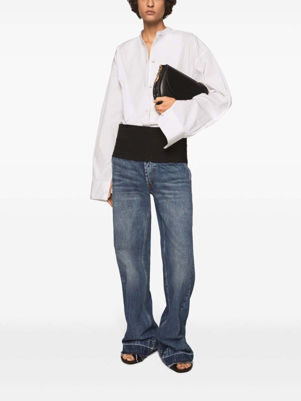 STELLA McCARTNEY: straight leg jeans online - Tuxedo-Embellished Wide-Leg Jeans
