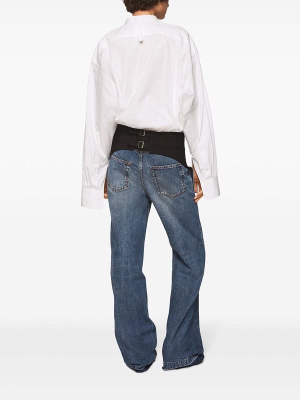 The Best Shops STELLA McCARTNEY: straight leg jeans - Tuxedo-Embellished Wide-Leg Jeans