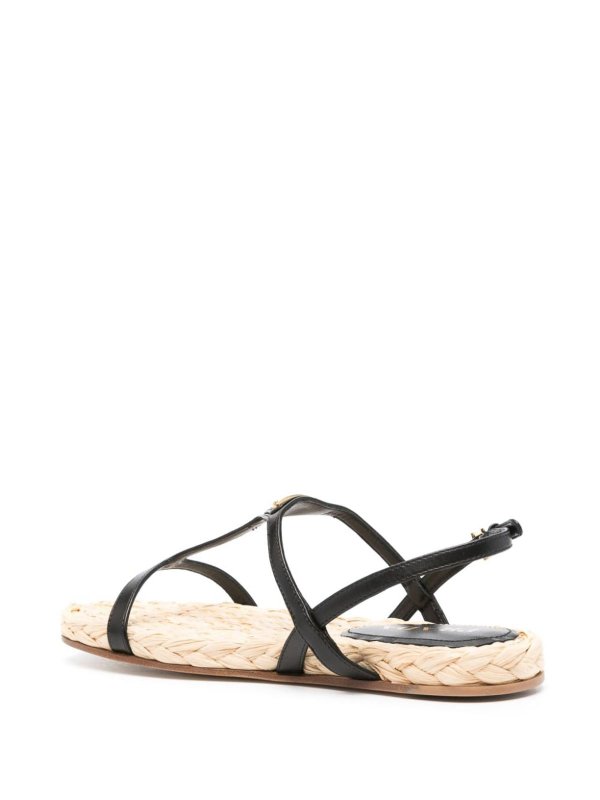 The Best Shops PRADA: sandals - Enamel Triangle-Logo Flat Sandals