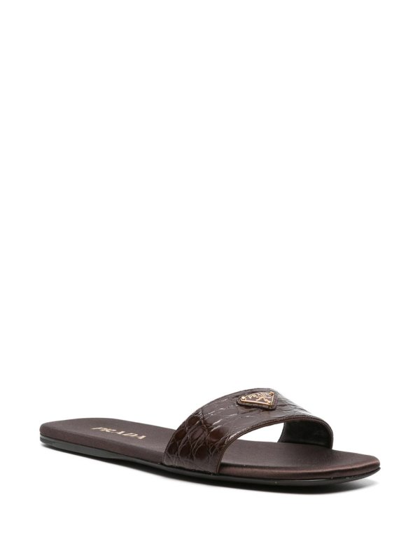 PRADA: flip flops online - Embossed sliders