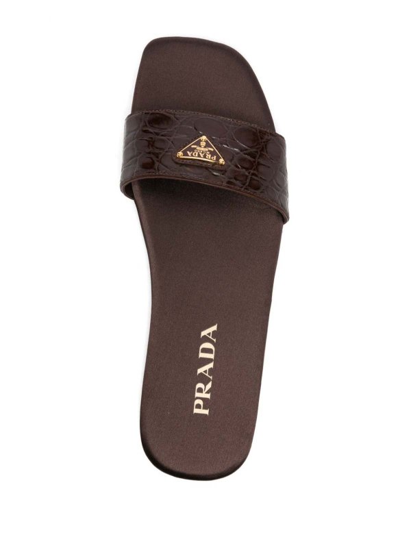 Embossed sliders shop online: PRADA
