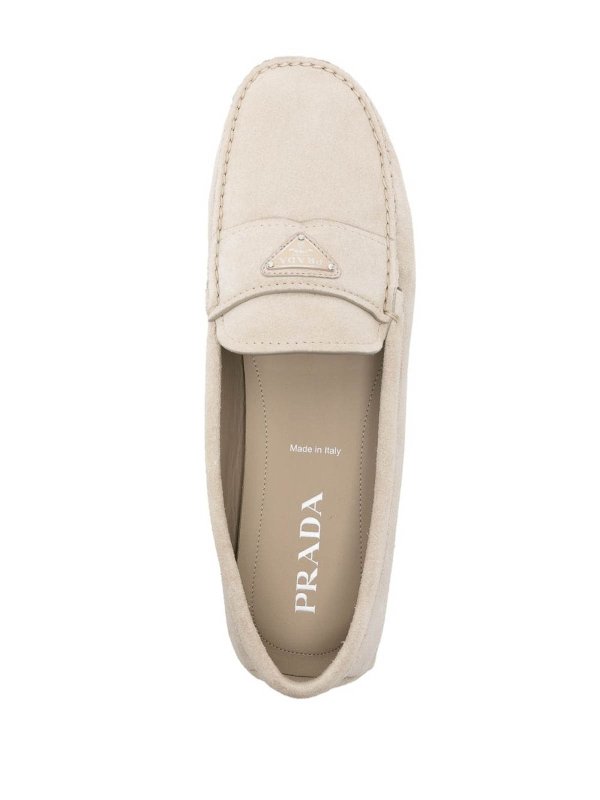 Triangle-Logo Suede Loafers shop online: PRADA