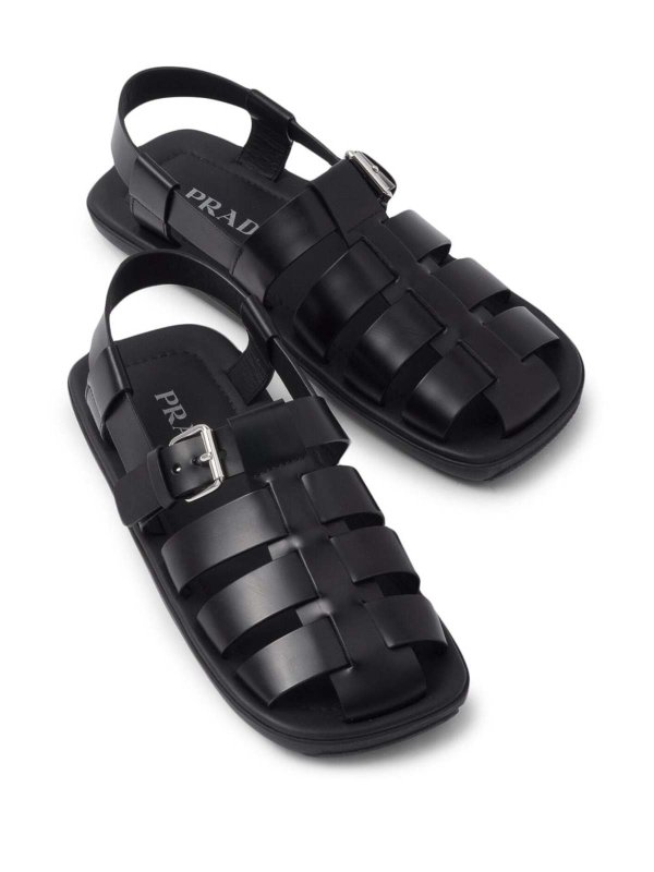 The Best Shops PRADA: Interwoven Straps Flat Sandals