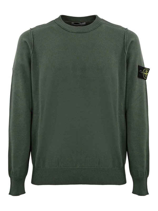 STONE ISLAND: Suéteres con cuello pico - Suéter Cuello Redondo - Verde