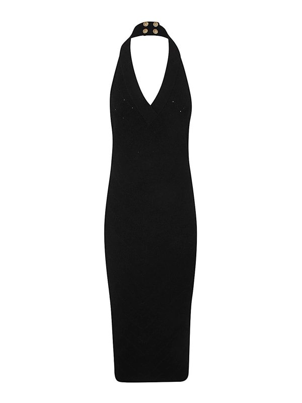 Balmain: short dresses - Halterneck Knit Midi Dress