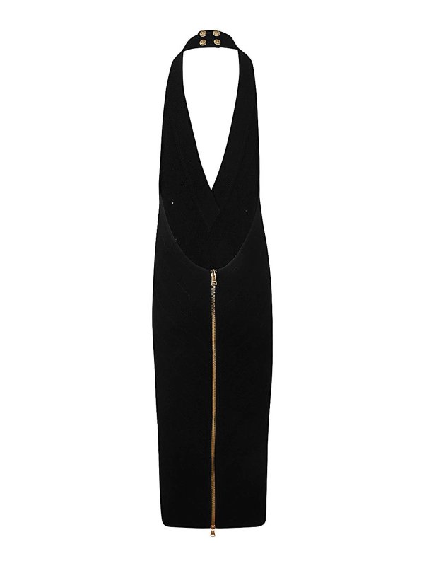 Balmain: short dresses online - Halterneck Knit Midi Dress