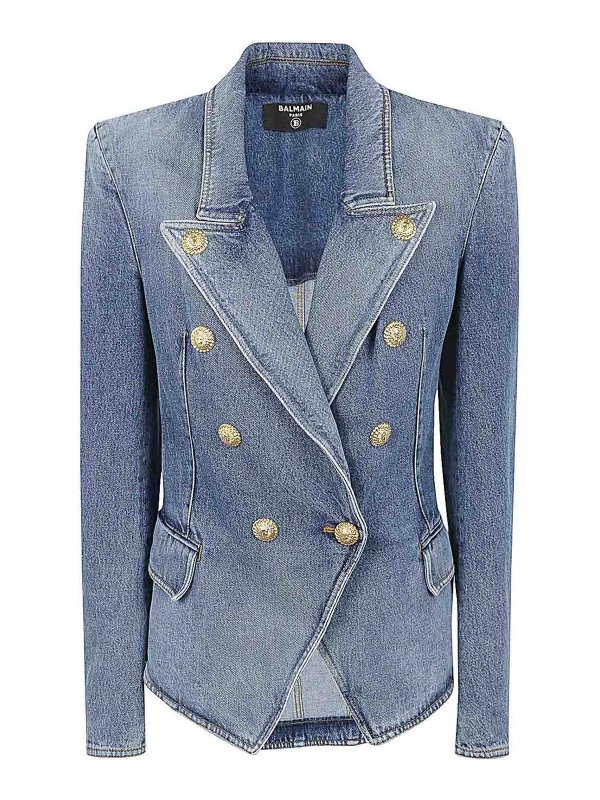 Balmain: denim jacket - 8 Btn Medium Blue Denim Jacket