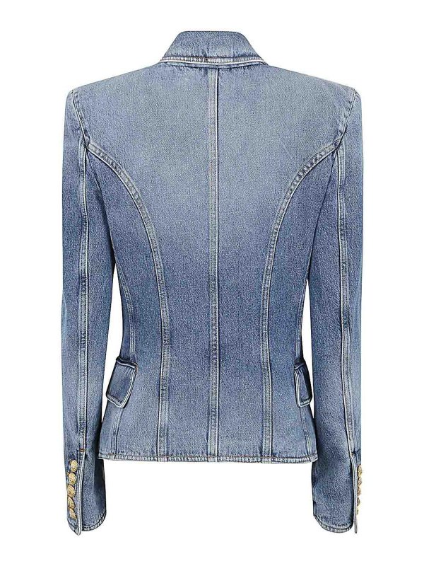 Balmain: denim jacket online - 8 Btn Medium Blue Denim Jacket