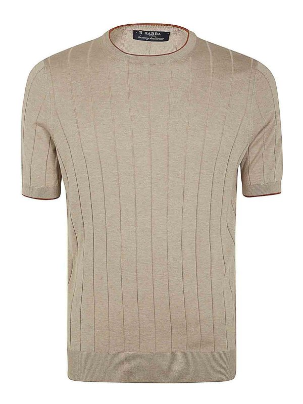 BARBA: Strickpullover mit Rundhalsausschnitt - Rundhalspullover - Braun