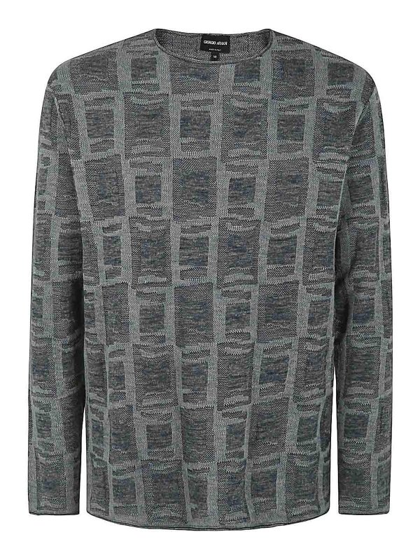GIORGIO ARMANI: crew necks - Jacquard Crew Neck Sweater