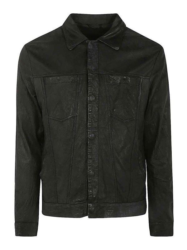 GIORGIO BRATO: Vestes en cuir - Blouson En Cuir - Noir