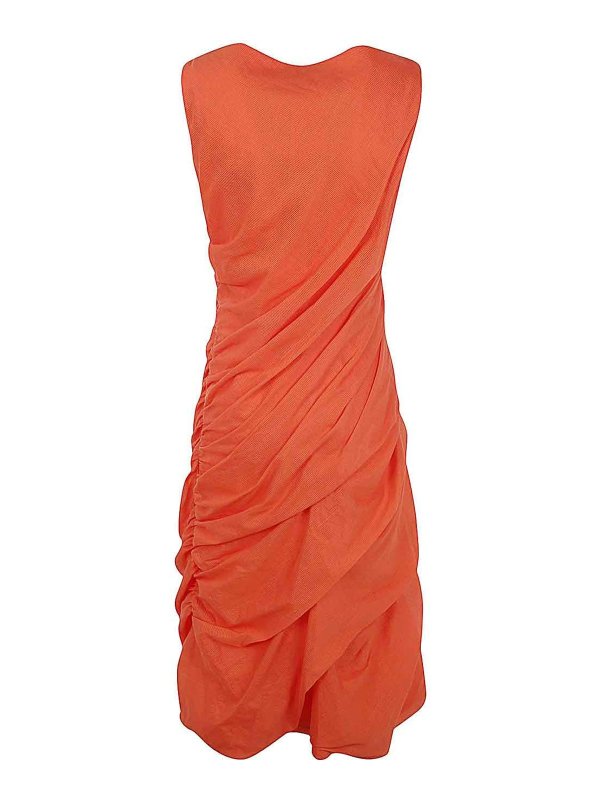 PLEATS PLEASE ISSEY MIYAKE: ニーレングスドレス online - 膝丈ドレス - オレンジ