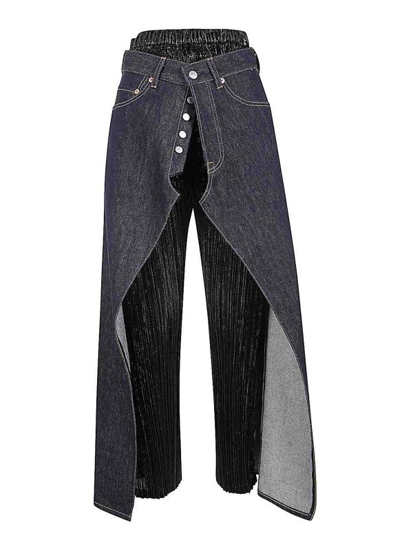 JUNYA WATANABE: jeans dritti, a sigaretta - Pantaloni in denim a pieghe