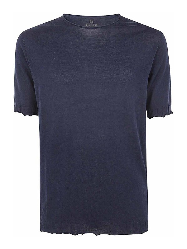 MD75: Strickpullover mit Rundhalsausschnitt - Rundhalspullover - Blau