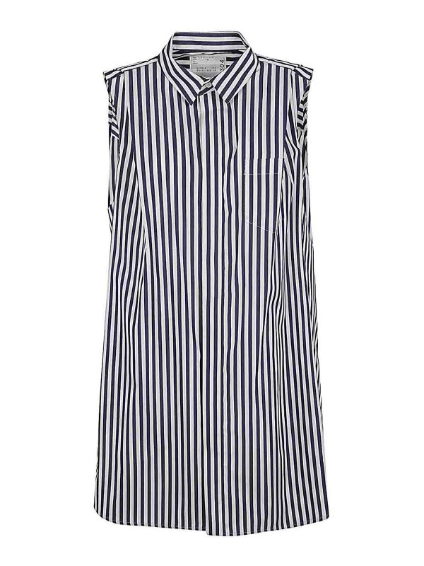 Sacai: short dresses - Cotton Poplin Shirt Dress