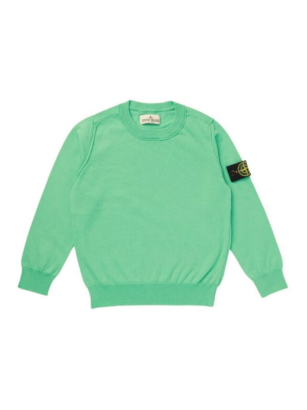 Stone Island Junior: Suéteres con cuello pico - Suéter Cuello Redondo - Verde
