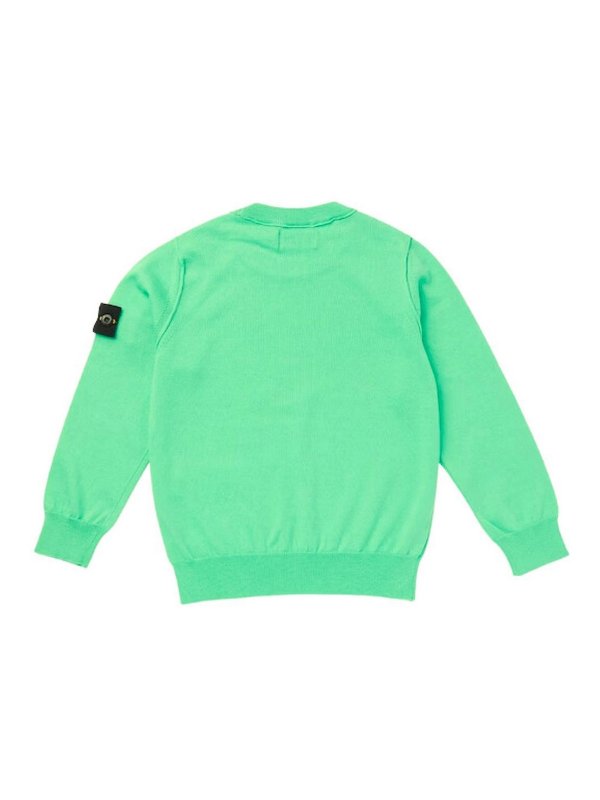 Stone Island Junior: Suéteres con cuello pico online - Suéter Cuello Redondo - Verde