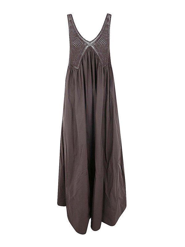 P.A.R.O.S.H.: abiti al ginocchio - Abito combinato in uncinetto e popeline