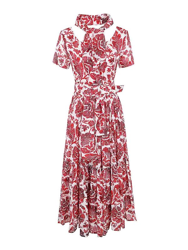 SAMANTHA SUNG: knee length dresses - Melanie Short Sleeves Boat Neck Midi