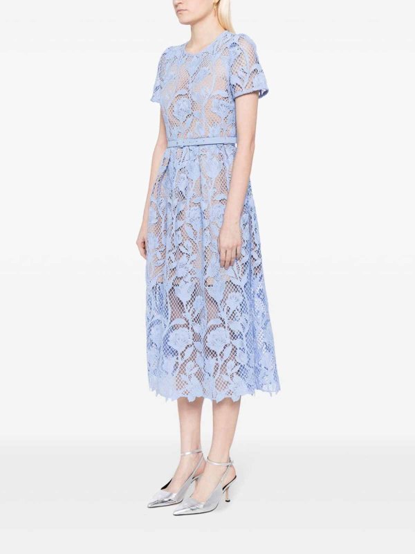 Self Portrait: Knielange Kleider online - Knielanges Kleid - Hellblau