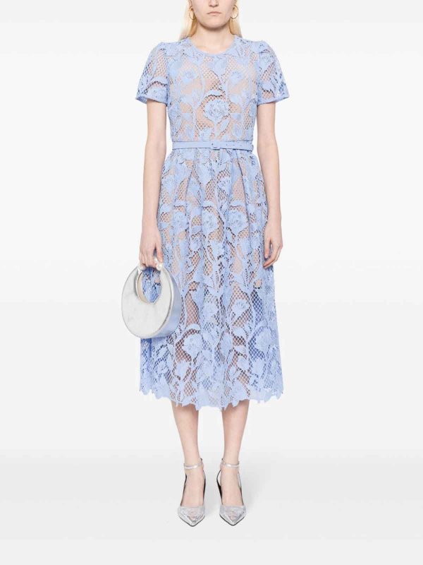 The Best Shops Self Portrait: Knielange Kleider - Knielanges Kleid - Hellblau