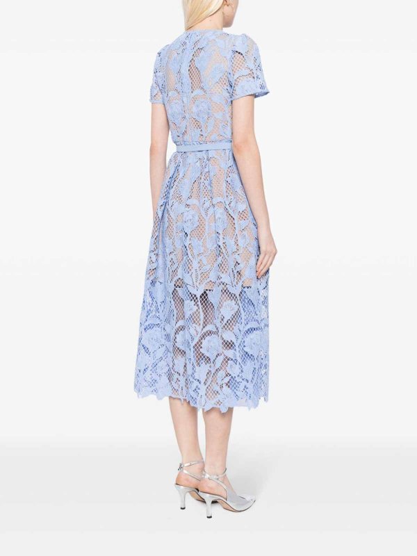 Knielanges Kleid - Hellblau shop online: Self Portrait