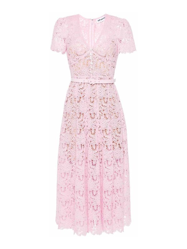 Self Portrait: ニーレングスドレス - 膝丈ドレス - ヌードカラー