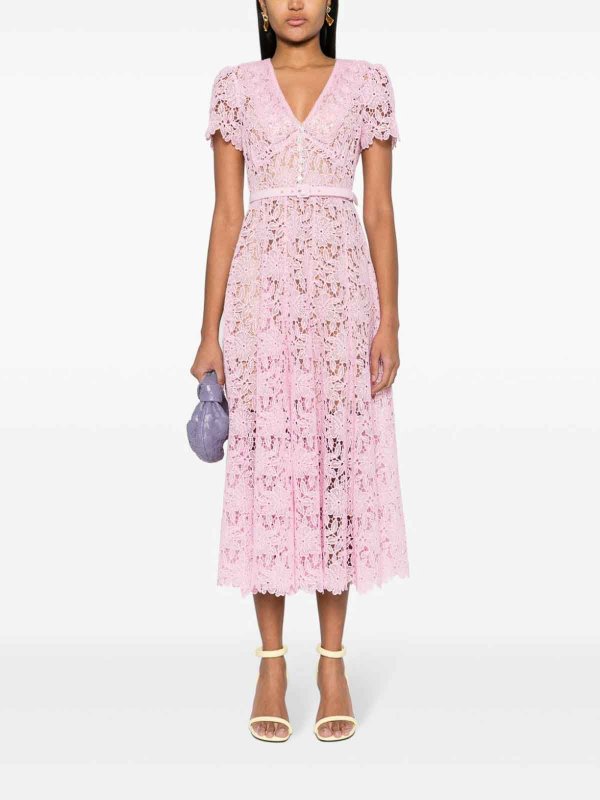 The Best Shops Self Portrait: ニーレングスドレス - 膝丈ドレス - ヌードカラー