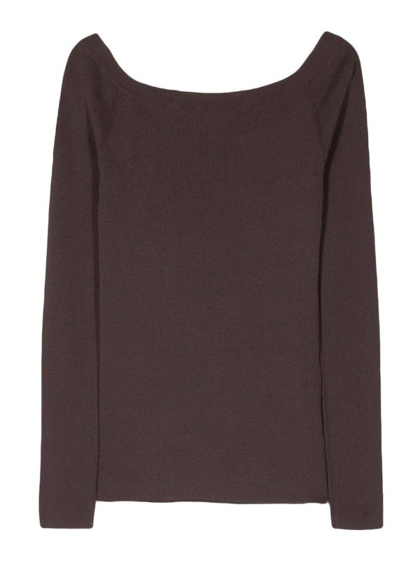 P.A.R.O.S.H.: Escotes barcos - Suéter Con Escote Barco - Marrón