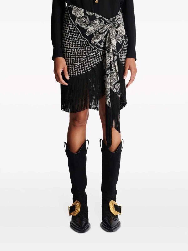 Balmain buy online Gonna a sciarpa di seta con frange
