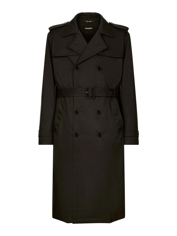 DOLCE & GABBANA: short coats - Belted Double-Breasted Trench Coat