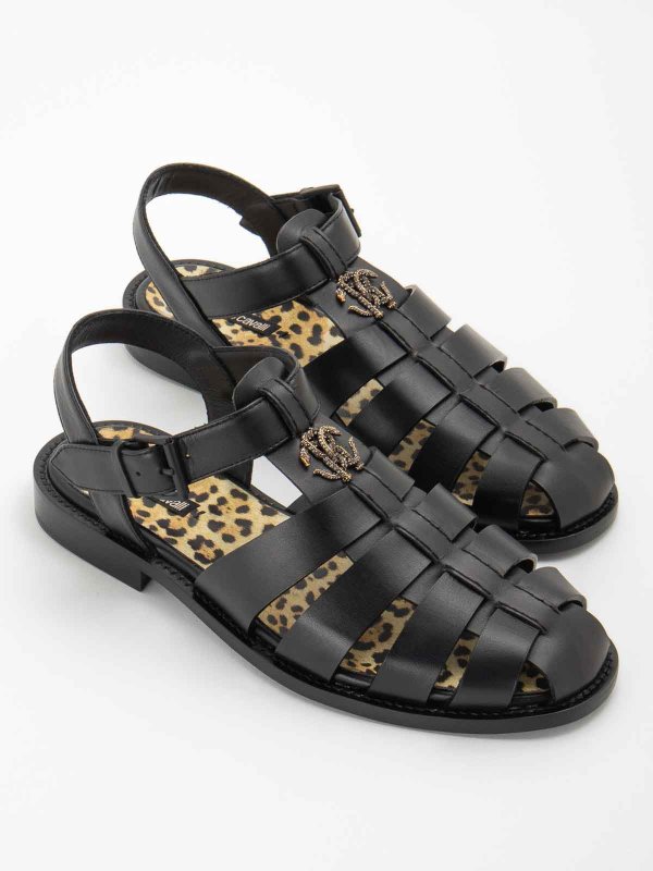 ROBERTO CAVALLI: sandals online - Leather sandals
