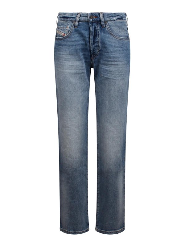 DIESEL: straight leg jeans - D-Mine Straight Jeans With Medium Waist