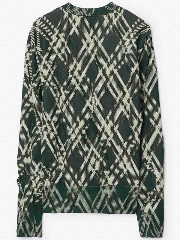 BURBERRY: Pull col rond online - Pull Col Rond - Vert Foncé